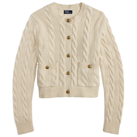 Polo Ralph Lauren Cable Wool-Cashmere Cardigan, Authentic Cream  